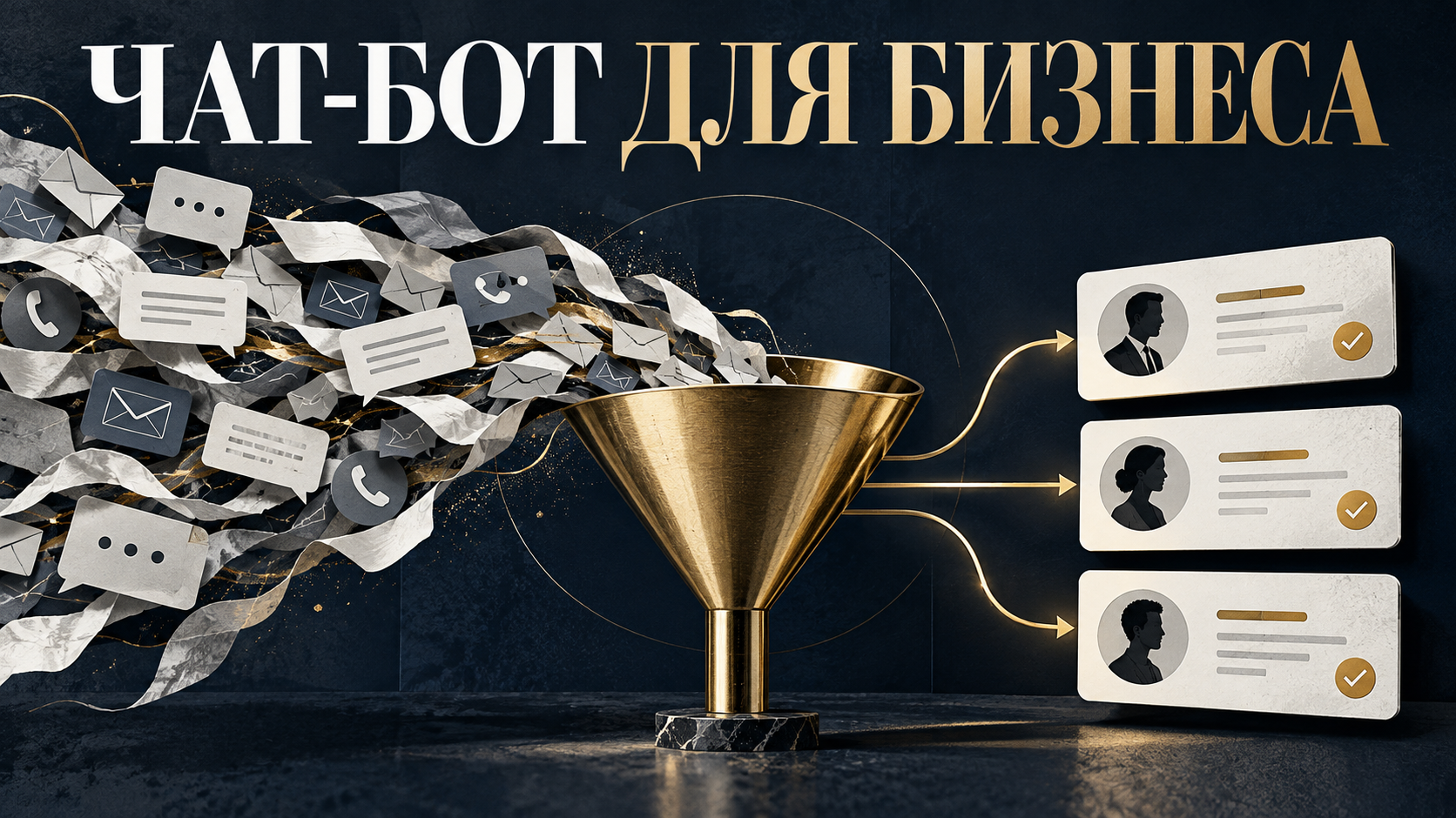 Поток сообщений проходит через воронку и превращается в квалифицированные заявки